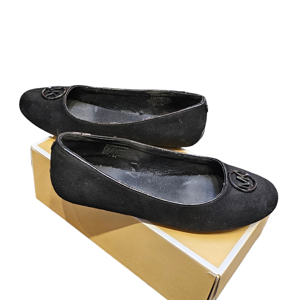 Michael Kors Black Rover Academia Faux Suede And Patent Girl's Flats Size 4 - Picture 2 of 7